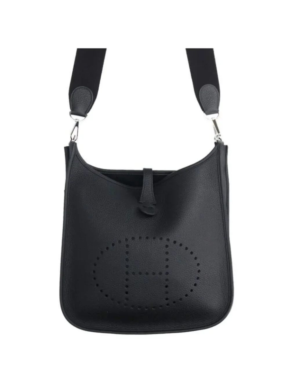 Hermes Evelyne 3 PM Black Taurillon Clemence Shoulder Bag